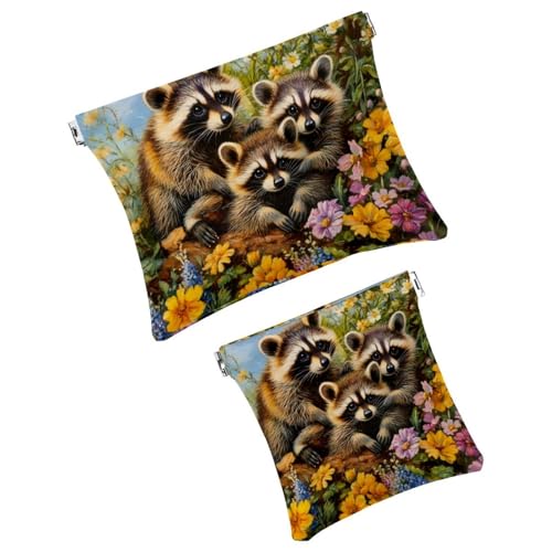 Anna Cowper Kosmetiktasche für Geldbörsen, Leder, kleine Make-up-Tasche, Kosmetiktasche, tragbar, kein Reißverschluss, Make-up-Tasche, Münzgeldbörse, Schmuckbeutel, Weihnachts-Faultier-Schneeflocke, 2 von Anna Cowper