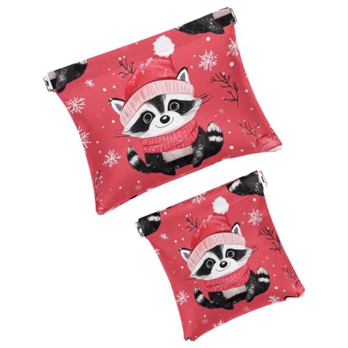 Anna Cowper Kosmetiktasche für Geldbörsen, Leder, kleine Make-up-Tasche, Kosmetiktasche, tragbar, kein Reißverschluss, Make-up-Tasche, Münzgeldbörse, Schmuckbeutel, Weihnachts-Faultier-Schneeflocke, 2 von Anna Cowper