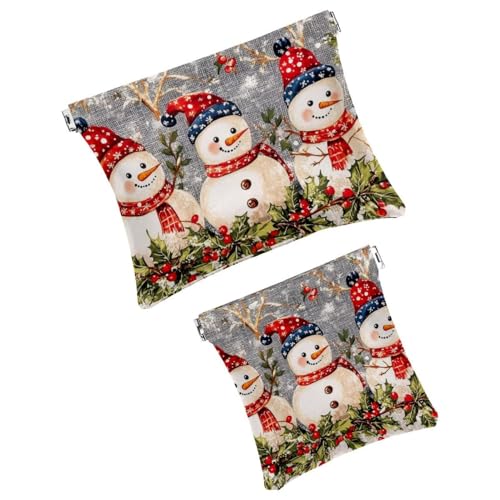 Anna Cowper Kosmetiktasche für Geldbörsen, Leder, kleine Make-up-Tasche, Kosmetiktasche, tragbar, kein Reißverschluss, Make-up-Tasche, Münzgeldbörse, Schmuckbeutel, Weihnachts-Faultier-Schneeflocke, 2 von Anna Cowper