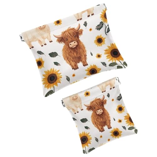 Anna Cowper Kosmetiktasche für Geldbörsen, Leder, kleine Make-up-Tasche, Kosmetiktasche, tragbar, kein Reißverschluss, Make-up-Tasche, Münzgeldbörse, Schmuckbeutel, Weihnachts-Rentier, Schneeflocke, 2 von Anna Cowper