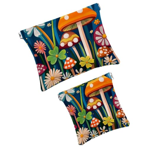 Anna Cowper Kosmetiktasche für Geldbörsen, Leder, kleine Make-up-Tasche, Kosmetiktasche, tragbar, kein Reißverschluss, Make-up-Tasche, Münzgeldbörse, Schmuckbeutel, Weihnachtswichtel, kariert, 2 von Anna Cowper
