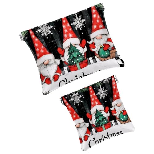 Anna Cowper Kosmetiktasche für Geldbörsen, Leder, kleine Make-up-Tasche, Kosmetiktasche, tragbar, kein Reißverschluss, Make-up-Tasche, Münzgeldbörse, Schmuckbeutel, Weihnachtswichtel, kariert, 2 von Anna Cowper