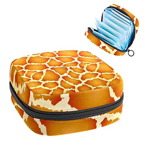 Anna Cowper Natürliche orange Giraffe Print Damenbinden Aufbewahrungstasche Feminine Menstruationstasse Beutel Stillpad Halter Tampon Taschen Tragbare Periode Tasche für Frauen Teenager Mädchen 1 von Anna Cowper