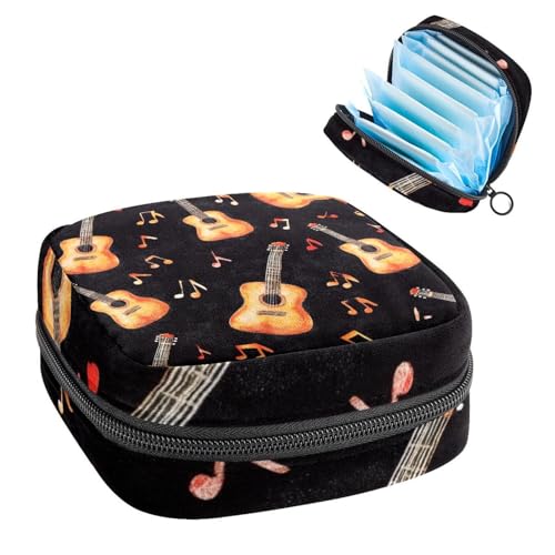 Anna Cowper Perioden-Tasche, Aufbewahrungstasche für Damenbinden, Menstruationspads, Reißverschluss, tragbar, für Damen, Mädchen, für den täglichen Gebrauch, Reisen, Gitarren, Musiknoten von Anna Cowper