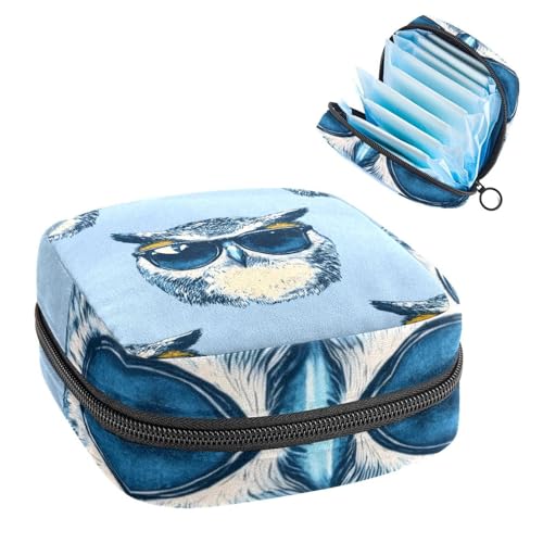 Anna Cowper Perioden-Tasche, Damenbinden-Aufbewahrungstasche, Menstruationspolster, Reißverschluss, tragbar, Damenpflege, Tamponbeutel für Damen, Mädchen, den täglichen Gebrauch, Outdoor-Reisen, Eule von Anna Cowper