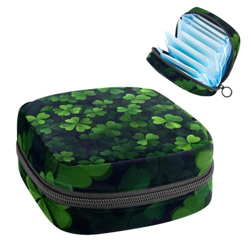 Anna Cowper Perioden-Tasche, Damenbinden-Aufbewahrungstasche, Menstruationspolster, Reißverschluss, tragbar, für Damen, Mädchen, für den täglichen Gebrauch, Outdoor, Reisen, Kleeblatt von Anna Cowper