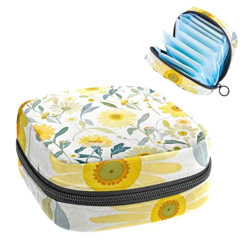 Anna Cowper Perioden-Tasche, Damenbinden-Aufbewahrungstasche, Menstruationspolster, Reißverschluss, tragbar, für Damen, Mädchen, für den täglichen Gebrauch, Outdoor-Reisen, Aquarell-Gänseblümchen von Anna Cowper
