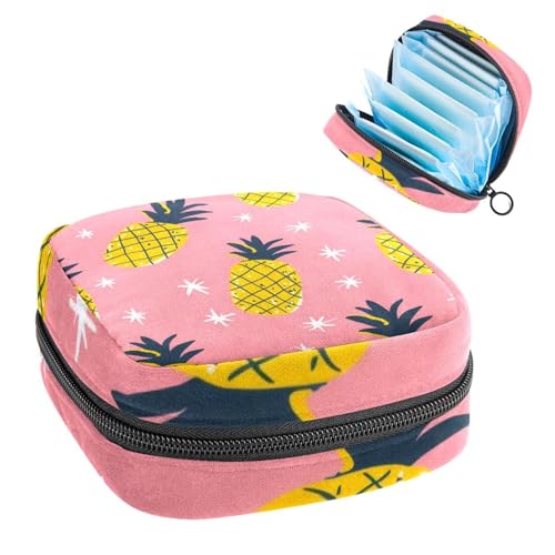 Anna Cowper Perioden-Tasche, Damenbinden-Aufbewahrungstasche, Menstruationspolster, Reißverschluss, tragbar, für Damen, Mädchen, täglicher Gebrauch, Outdoor, Reisen, Ananas von Anna Cowper