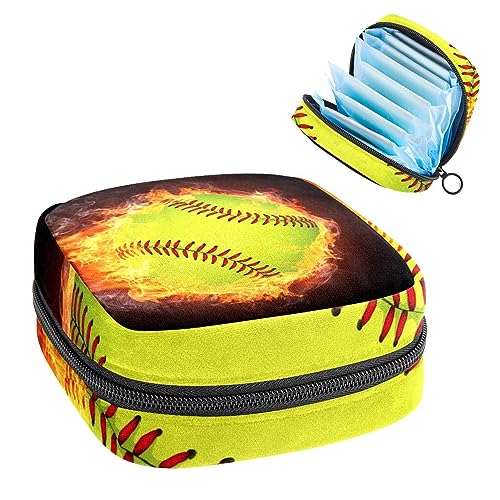 Anna Cowper Softball Fire Damenbinde Aufbewahrungstasche Feminine Menstruationstasse Beutel Stillpad Halter Tampon Taschen Tragbare Periode Tasche für Frauen Teenager Mädchen 1 Stück von Anna Cowper