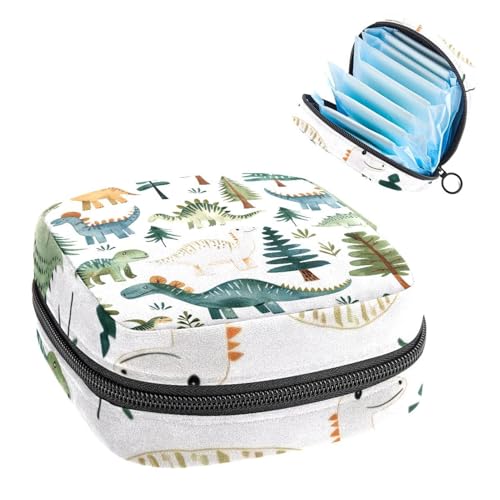 Aufbewahrungstasche für Damenbinden, Periodenbeutel für Schule, Teenager, Mädchen, Dinosaurier, Bäume, tragbare Perioden-Tasche mit Reißverschluss, Damenbinden-Tasche, Tamponhalter für Geldbörse von Anna Cowper