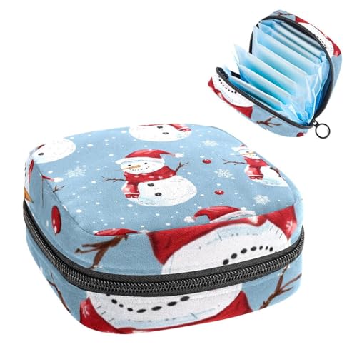 Aufbewahrungstasche für Damenbinden, Periodenbeutel für Schule, Teenager, Mädchen, Weihnachten, Schneemänner, tragbare Perioden-Tasche mit Reißverschluss, Damenbinden-Tasche, Tamponhalter für von Anna Cowper