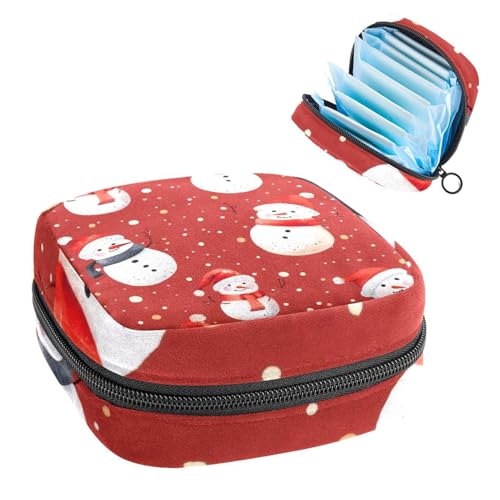 Aufbewahrungstasche für Damenbinden, Periodenbeutel für Schule, Teenager, Mädchen, Weihnachten, Schneemann, tragbare Perioden-Tasche mit Reißverschluss, Damenbinden-Tasche, Tamponhalter für Geldbörse von Anna Cowper