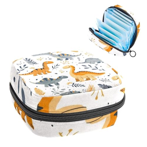 Aufbewahrungstasche für Damenbinden, Periodenbeutel für Schule, Teenager, Mädchen, niedliche Dinosaurier, tragbare Perioden-Tasche mit Reißverschluss, Damenbinden-Tasche, Tamponhalter für Geldbörse von Anna Cowper