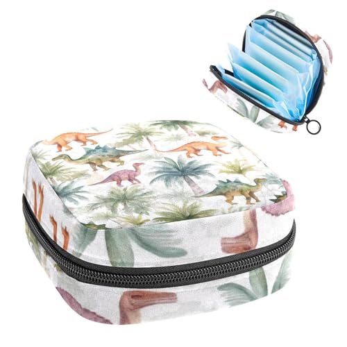 Damenbinden Aufbewahrungstasche, Periodenbeutel für Schule, Teenager, Mädchen, Bäume, Dinosaurier, tragbare Perioden-Tasche mit Reißverschluss, Damenbinden-Tasche, Tamponhalter für Geldbörse von Anna Cowper
