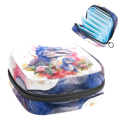 Damenbinden Aufbewahrungstasche, Periodenbeutel für Schule, Teenager, Mädchen, Blumen, Dinosaurier, tragbare Perioden-Tasche mit Reißverschluss, Damenbinden Tasche Tamponhalter für Geldbörse von Anna Cowper