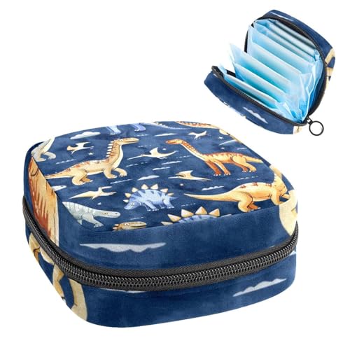 Damenbinden Aufbewahrungstasche, Periodenbeutel für Schule, Teenager, Mädchen, Cartoon-Dinosaurier, tragbare Perioden-Tasche mit Reißverschluss, Damenbinden-Tasche, Tamponhalter für Geldbörse von Anna Cowper
