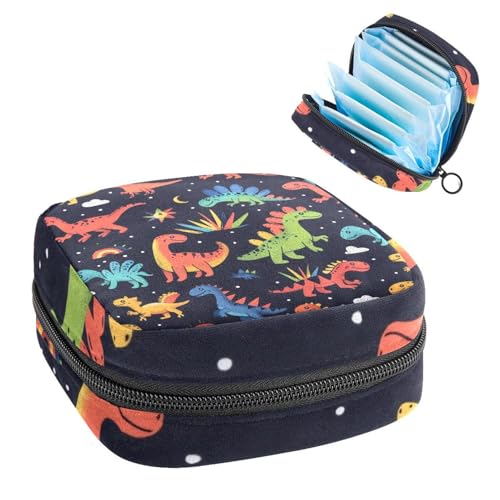 Damenbinden Aufbewahrungstasche, Periodenbeutel für Schule, Teenager, Mädchen, Dinosaurier, tragbare Perioden-Tasche mit Reißverschluss, Damenbinden Tasche Tamponhalter für Geldbörse von Anna Cowper