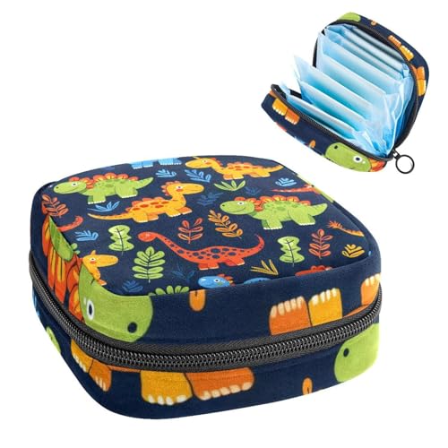 Damenbinden Aufbewahrungstasche, Periodenbeutel für Schule, Teenager, Mädchen, Dinosaurier, tragbare Perioden-Tasche mit Reißverschluss, Damenbinden Tasche Tamponhalter für Geldbörse von Anna Cowper