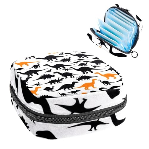 Damenbinden Aufbewahrungstasche, Periodenbeutel für Schule, Teenager, Mädchen, Dinosaurier, tragbare Perioden-Tasche mit Reißverschluss, Damenbinden Tasche Tamponhalter für Geldbörse von Anna Cowper