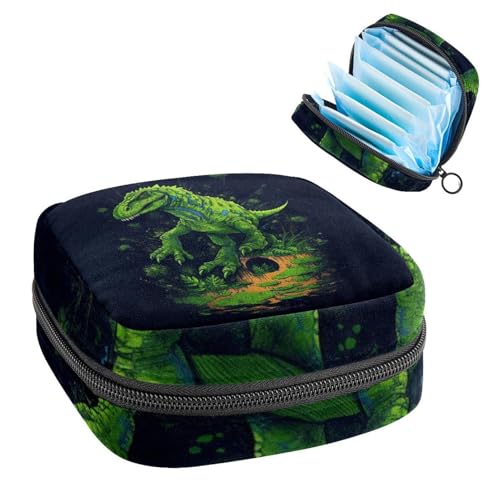 Damenbinden Aufbewahrungstasche, Periodenbeutel für Schule, Teenager, Mädchen, Dinosaurier, tragbare Perioden-Tasche mit Reißverschluss, Damenbinden Tasche Tamponhalter für Geldbörse von Anna Cowper