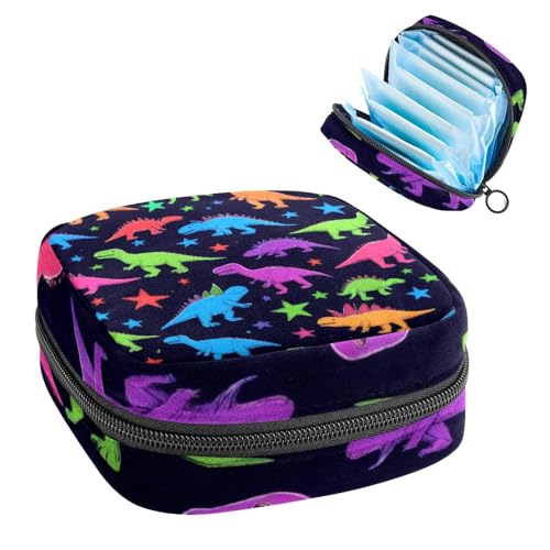 Damenbinden Aufbewahrungstasche, Periodenbeutel für Schule, Teenager, Mädchen, Dinosaurier, tragbare Perioden-Tasche mit Reißverschluss, Damenbinden Tasche Tamponhalter für Geldbörse von Anna Cowper
