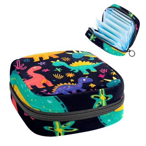 Damenbinden Aufbewahrungstasche, Periodenbeutel für Schule, Teenager, Mädchen, Dinosaurier, tragbare Perioden-Tasche mit Reißverschluss, Damenbinden Tasche Tamponhalter für Geldbörse von Anna Cowper