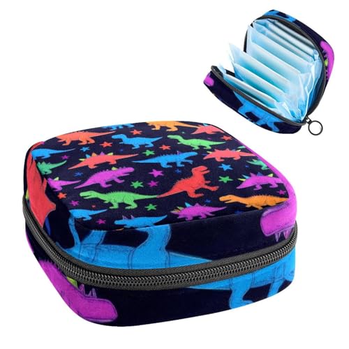 Damenbinden Aufbewahrungstasche, Periodenbeutel für Schule, Teenager, Mädchen, Dinosaurier, tragbare Perioden-Tasche mit Reißverschluss, Damenbinden Tasche Tamponhalter für Geldbörse von Anna Cowper
