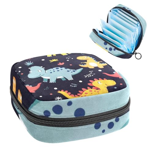 Damenbinden Aufbewahrungstasche, Periodenbeutel für Schule, Teenager, Mädchen, Dinosaurier, tragbare Perioden-Tasche mit Reißverschluss, Damenbinden Tasche Tamponhalter für Geldbörse von Anna Cowper