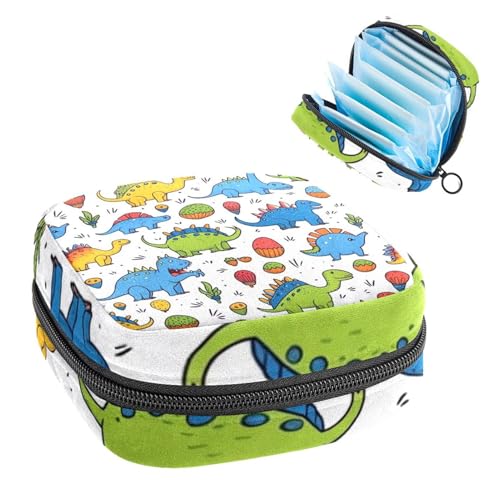 Damenbinden Aufbewahrungstasche, Periodenbeutel für Schule, Teenager, Mädchen, Dinosaurier, tragbare Perioden-Tasche mit Reißverschluss, Damenbinden Tasche Tamponhalter für Geldbörse von Anna Cowper