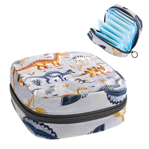 Damenbinden Aufbewahrungstasche, Periodenbeutel für Schule, Teenager, Mädchen, Dinosaurier, tragbare Perioden-Tasche mit Reißverschluss, Damenbinden Tasche Tamponhalter für Geldbörse von Anna Cowper