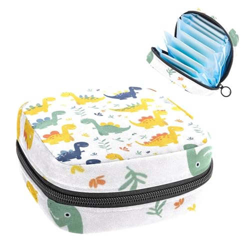 Damenbinden Aufbewahrungstasche, Periodenbeutel für Schule, Teenager, Mädchen, Dinosaurier, tragbare Perioden-Tasche mit Reißverschluss, Damenbinden Tasche Tamponhalter für Geldbörse von Anna Cowper