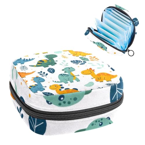 Damenbinden Aufbewahrungstasche, Periodenbeutel für Schule, Teenager, Mädchen, Dinosaurier, tragbare Perioden-Tasche mit Reißverschluss, Damenbinden Tasche Tamponhalter für Geldbörse von Anna Cowper