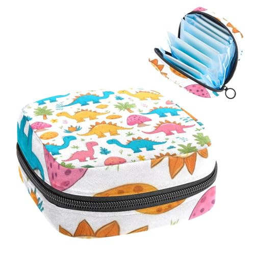 Damenbinden Aufbewahrungstasche, Periodenbeutel für Schule, Teenager, Mädchen, Dinosaurier, tragbare Perioden-Tasche mit Reißverschluss, Damenbinden Tasche Tamponhalter für Geldbörse von Anna Cowper