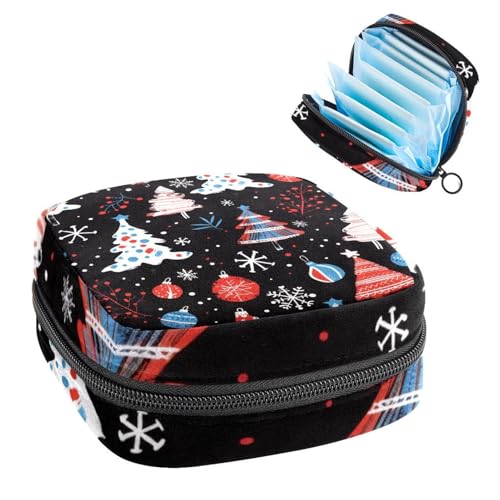 Damenbinden Aufbewahrungstasche, Periodenbeutel für Schule, Teenager, Mädchen, Frohe Weihnachten, tragbare Perioden-Tasche mit Reißverschluss, Damenbinden Tasche Tamponhalter für Geldbörse von Anna Cowper