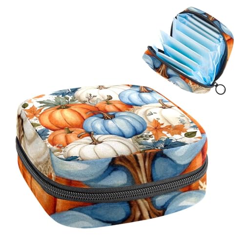 Damenbinden Aufbewahrungstasche, Periodenbeutel für Schule, Teenager, Mädchen, Herbst-Kürbisblätter, tragbare Perioden-Tasche mit Reißverschluss, Damenbinden-Tasche, Tamponhalter für Geldbörse Damenbinden Aufbewahrungstasche, Periodenbeutel für Schule, Teenager, Mädchen, Herbst-Kürbisblätter, tragbare Perioden-Tasche mit Reißverschluss, Damenbinden-Tasche, Tamponhalter für Geldbörse von Anna Cowper
