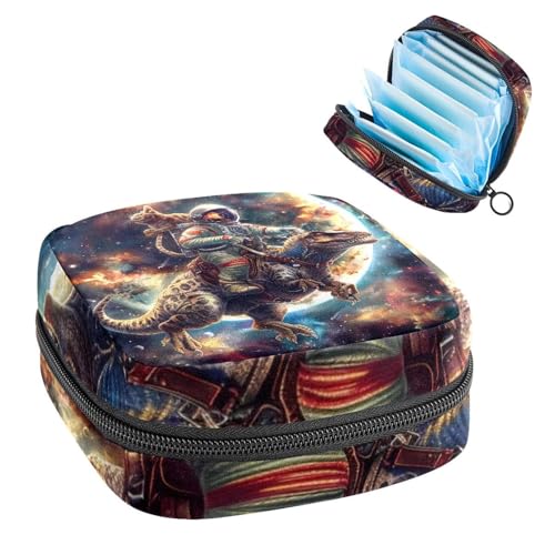 Damenbinden Aufbewahrungstasche, Periodenbeutel für Schule, Teenager, Mädchen, Katzen-Dinosaurier-Weltraum, tragbare Perioden-Tasche mit Reißverschluss, Damenbinden Tasche Tamponhalter für Geldbörse von Anna Cowper