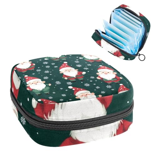 Damenbinden Aufbewahrungstasche, Periodenbeutel für Schule, Teenager, Mädchen, Weihnachten, Weihnachtsmann, tragbare Perioden-Tasche mit Reißverschluss, Damenbinden-Tasche, Tamponhalter für Geldbörse von Anna Cowper