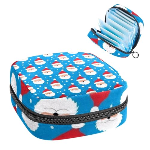 Damenbinden Aufbewahrungstasche, Periodenbeutel für Schule, Teenager, Mädchen, Weihnachtsmann, Weihnachten, tragbare Perioden-Tasche mit Reißverschluss, Damenbinden Tasche Tamponhalter für Geldbörse von Anna Cowper
