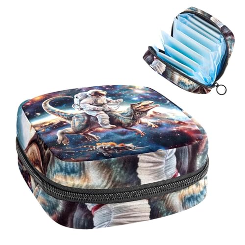 Damenbinden Aufbewahrungstasche Periode Tasche für Schule Teen Mädchen Katze Reiten Dinosaurier Weltraum Tragbare Periode Tasche mit Reißverschluss Binden Tasche Tampons Halter für Geldbörse von Anna Cowper
