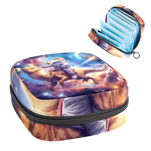 Damenbinden Aufbewahrungstasche Periode Tasche für Schule Teen Mädchen Lustige Katze Dinosaurier Weltraum Tragbare Periode Tasche mit Reißverschluss Binden Tasche Tampons Halter für Geldbörse von Anna Cowper