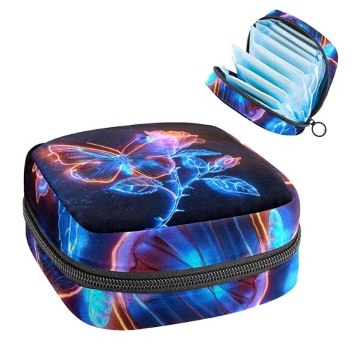 Damenbinden Aufbewahrungstasche Periode Tasche für Schule Teen Mädchen Neon Schmetterling Rose Tragbare Periode Beutel mit Reißverschluss Binden Tasche Tampons Halter für Geldbörse von Anna Cowper
