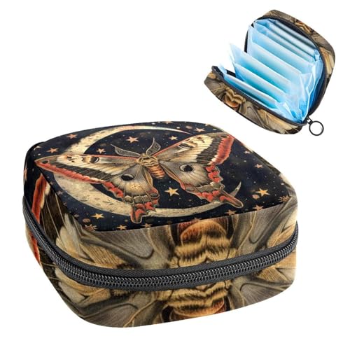 Damenbinden Aufbewahrungstasche Periode Tasche für Schule Teen Mädchen Schmetterling Motte Mond Tragbare Periode Beutel mit Reißverschluss Binden Tasche Tampons Halter für Geldbörse von Anna Cowper