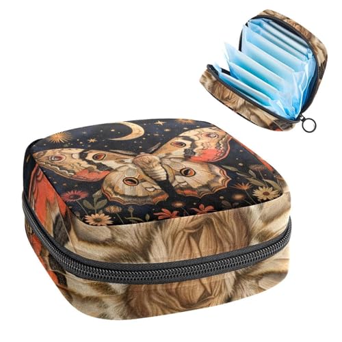 Damenbinden Aufbewahrungstasche Periode Tasche für Schule Teen Mädchen Schmetterling Motte Mond Tragbare Periode Beutel mit Reißverschluss Binden Tasche Tampons Halter für Geldbörse von Anna Cowper