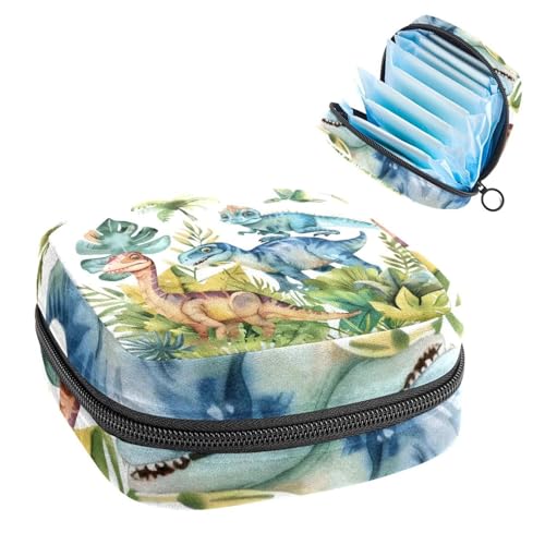 Damenbinden Aufbewahrungstasche Periode Tasche für Schule Teen Mädchen Tropische Dinosaurier Tragbare Periode Tasche mit Reißverschluss Binden Tasche Tampons Halter für Geldbörse von Anna Cowper