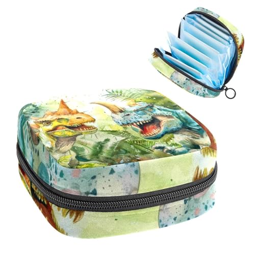 Damenbinden Aufbewahrungstasche Periode Tasche für Schule Teen Mädchen Tropischer Dinosaurier Tragbare Periode Tasche mit Reißverschluss Binden Tasche Tampons Halter für Geldbörse von Anna Cowper