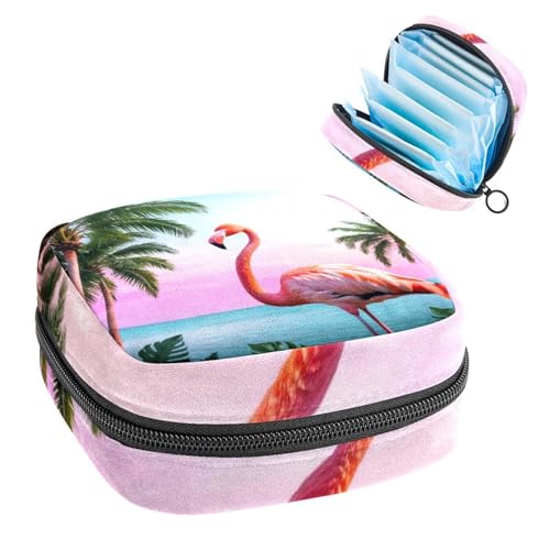 Damenbinden Aufbewahrungstasche Periode Tasche für Schule Teen Mädchen Tropischer Flamingo Tragbare Periode Beutel mit Reißverschluss Binden Tasche Tampons Halter für Geldbörse von Anna Cowper