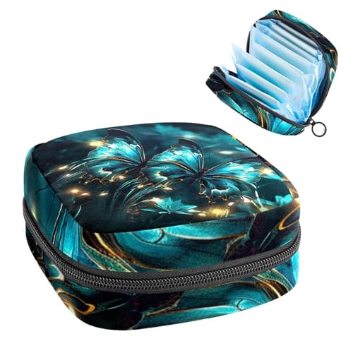Damenbinden Aufbewahrungstasche Periode Tasche für Schule Teen Mädchen Türkis Schmetterling Tragbare Periode Tasche mit Reißverschluss Binden Tasche Tampons Halter für Geldbörse von Anna Cowper