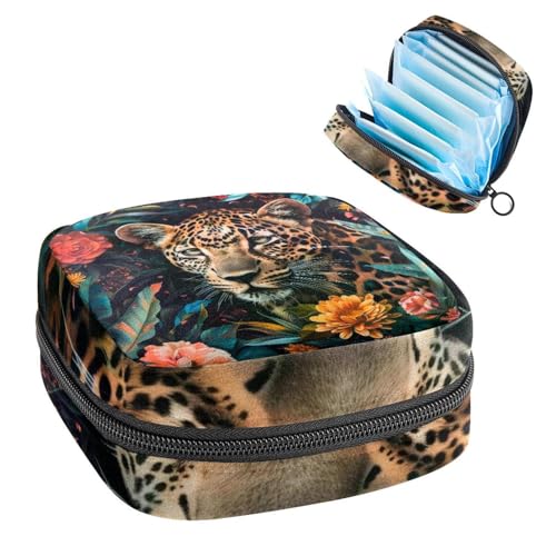 Damenbinden Aufbewahrungstasche Periode Tasche für Schule Teen Mädchen Wald Leopard Blumen Tragbare Periode Beutel mit Reißverschluss Binden Tasche Tampons Halter für Geldbörse von Anna Cowper