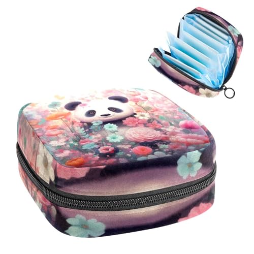 Damenbinden Aufbewahrungstasche Perioden Tasche für Schule Teen Mädchen Blume Panda Tragbare Perioden Beutel mit Reißverschluss Damenbinden Tasche Tampons Halter für Geldbörse von Anna Cowper