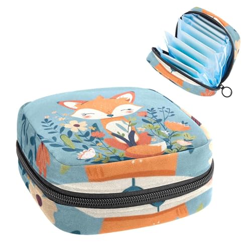 Damenbinden Aufbewahrungstasche Perioden Tasche für Schule Teen Mädchen Blumen Fuchs Tragbare Periode Beutel mit Reißverschluss Binden Tasche Tampons Halter für Geldbörse von Anna Cowper